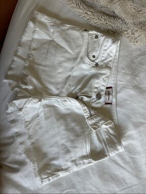 Sunday Best White Frayed Hem Denim Shorts